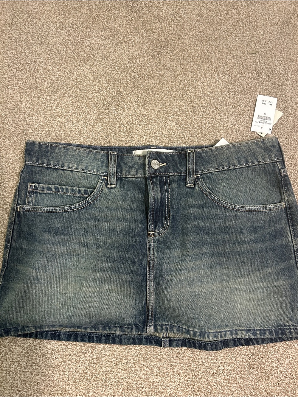 Denim Mini Skirt in Faded Blue
